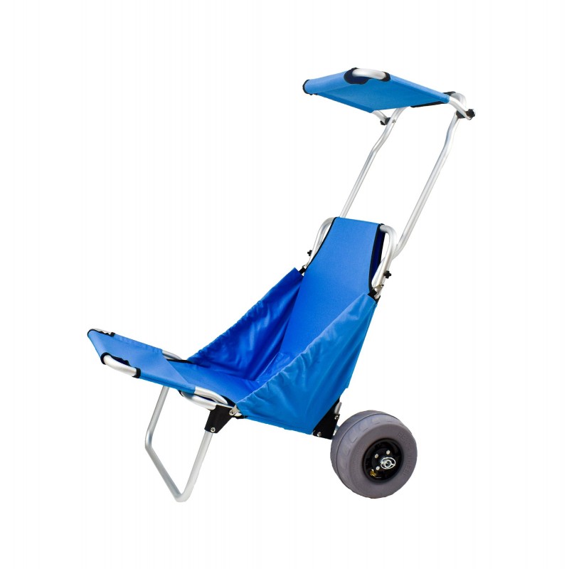 Chariot De Plage VidaXL - Bleu - Pliable, Portable, Avec Roues - Pêche, Pique-nique